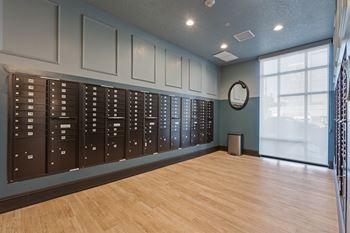 A long row of mailboxes